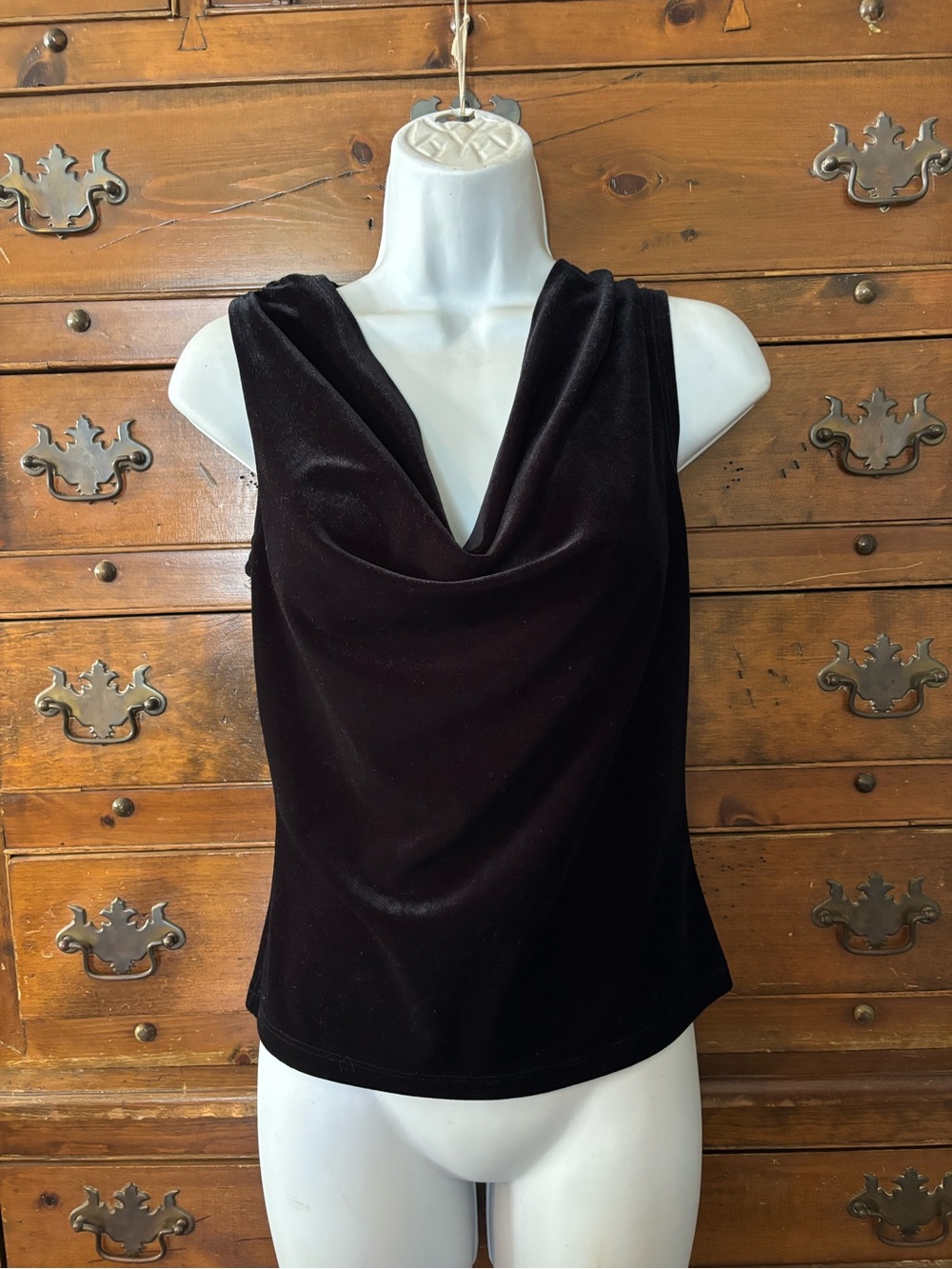 Sleeveless Velvet Cowl Neck Camisole - Black